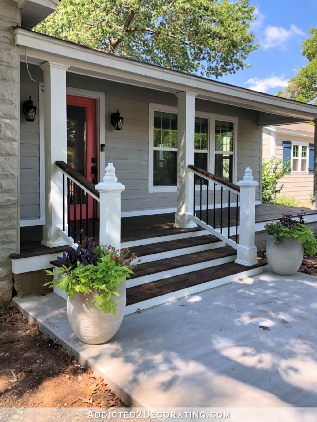 Picture of: My Finished Front Porch Steps And Railings – Addicted  Decorating®