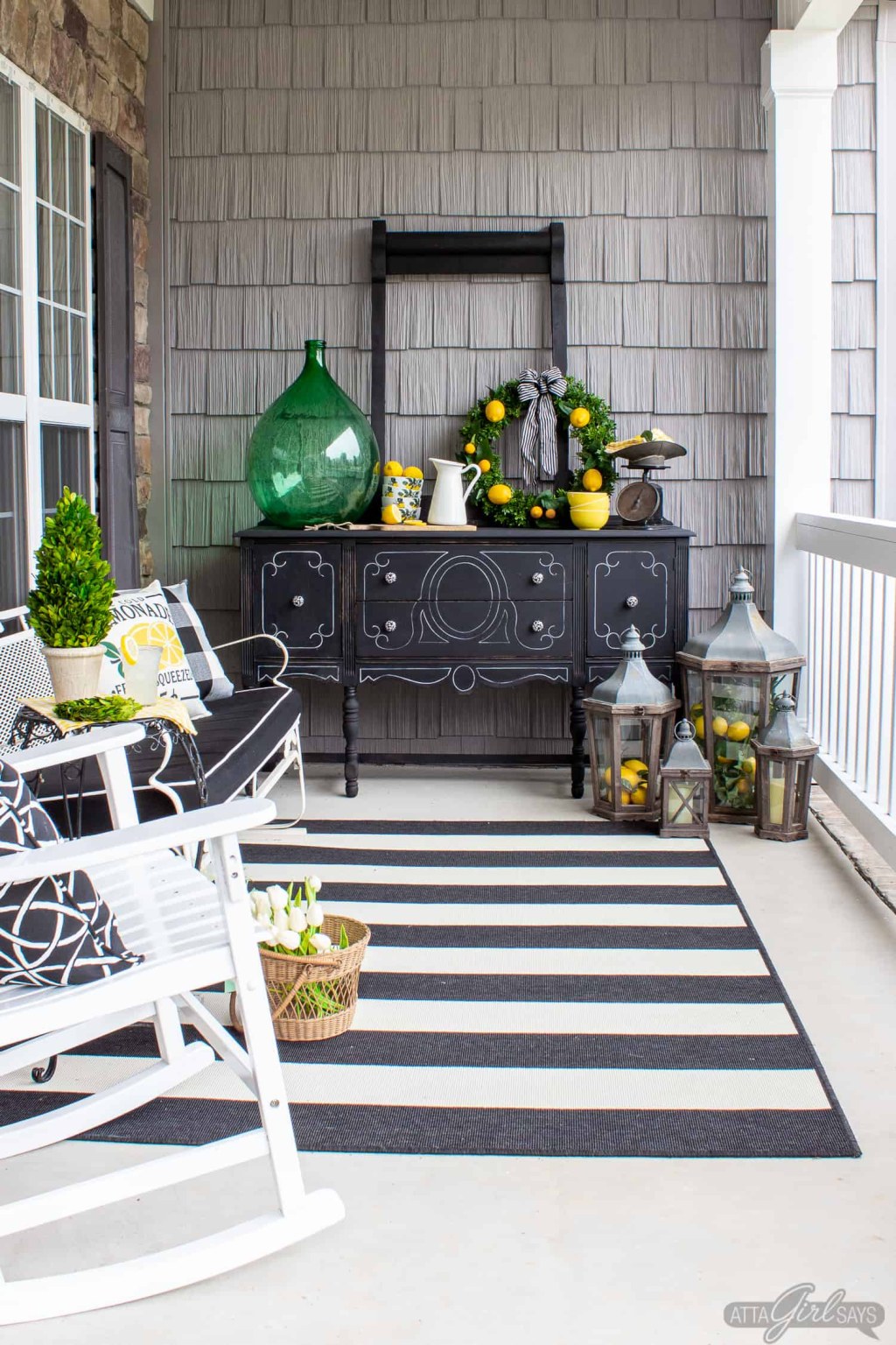 Picture of: Summer Porch Decor in Lemon Yellow and Boxwood Green