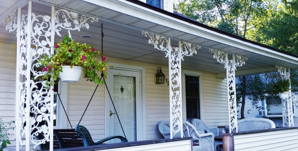 Picture of: White Floral Ornamental Iron Porch Columns – Great Lakes Metal